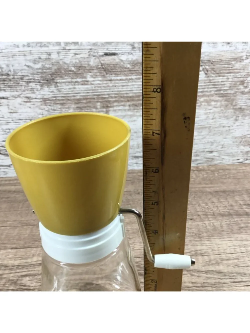 Vintage Federal Housewares Harvest Gold Glass Spice Nut Grinder Chopper